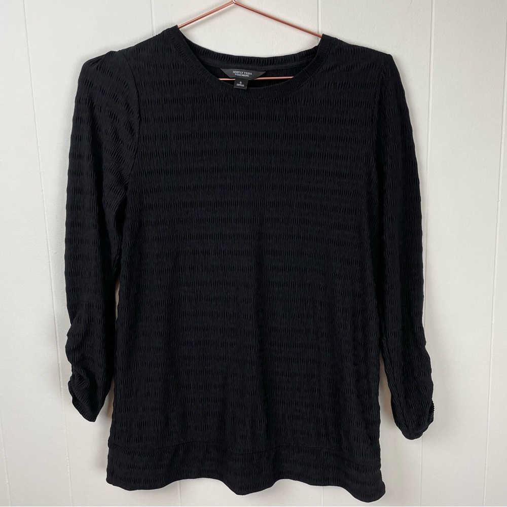 SIMPLY VERA Vera Wang Long Sleeve Black Top